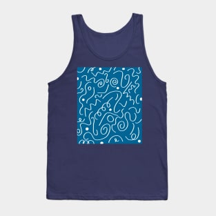 Blue & White Squiggles Tank Top